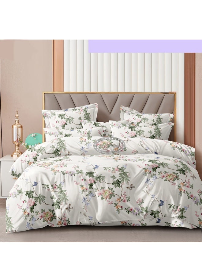 AURIO Premium Queen Size Fitted Bedsheet with 2 Pillowcases – Modern Design – Deep Pocket (180x200+35 cm) Soft, Breathable Microfiber Bedding Set for Home Comfort - Image 1